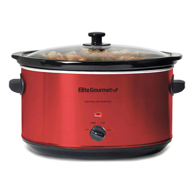 Elite Gourmet Mst900 Olla De Cocción Lenta Cerámica Xl 8.5qt Rojo | Meses sin interés