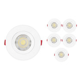 Kit 6 Spot Led 7w Redondo Embutir Direcionável Cor Branco Quente 110v/220v