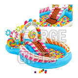 Piscina Infantil Playground Candy Zone 206l + Inflador Intex