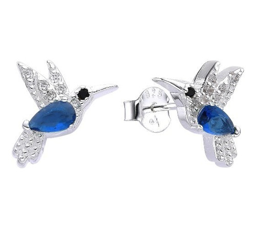 Aros Plata 925 Zircon Colibrí Picaflor Colores Regalo Mujer