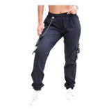 Calça Cargo Jogger Faixa Lateral Refletiva Bolso Ajustável