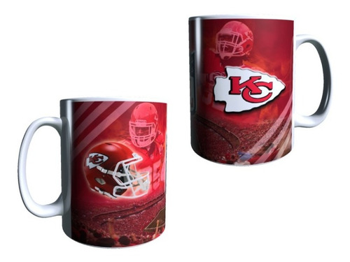 Taza Kansas City Chiefs. Jefes. Nfl. Casco. Fondo De Estadio