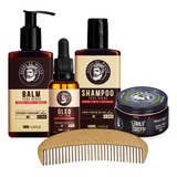 Kit Completo Shampoo Pomada Modeladora Balm Óleo E Pente