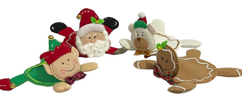 4 Porta Tazas De Navidad Santa Claus+ Duende+ Jengibre+ Oso