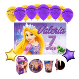 Rapunzel Pkt 20 Niños Vasos Platos Dulceros Fiesta Lona