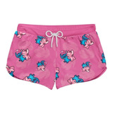 Short Praia Feminino Stitch Angel Couple Rosa Casual Ref0252