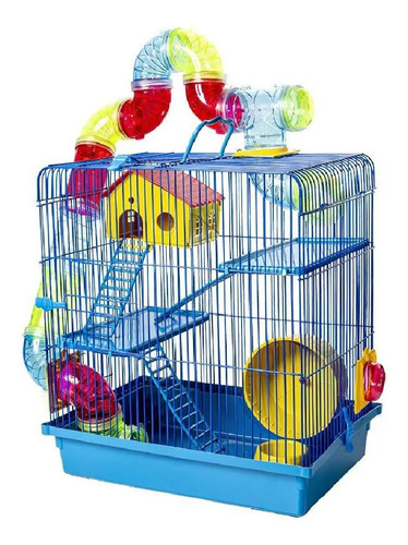 Gaiola Hamster Anão Russo 3 Andares Labirinto Completo Azul