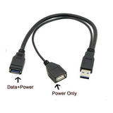 Cable Dual Usb 3.0 Macho A 2 Hembras 20cm Extension