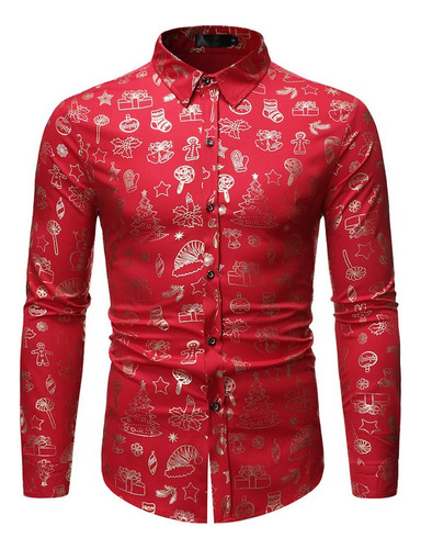 Camisa Con Elementos Navideños Para Hombre