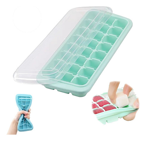 Forma De Gelo Silicone Com Tampa Papinha Prática 24 Cubos