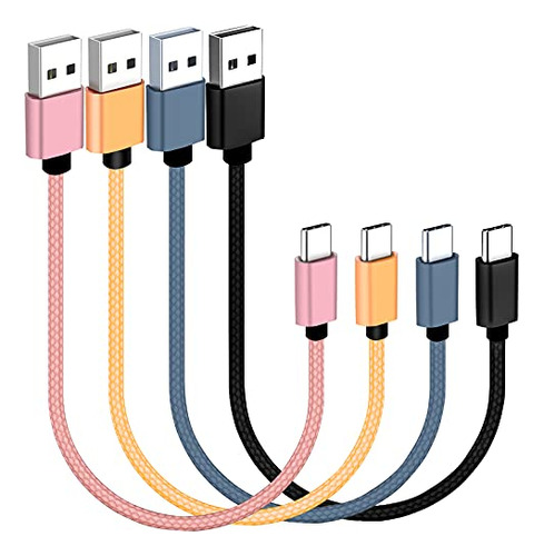 Cable Usb C Corto [paquete De 4 De 8 Pulgadas], Carga Rápida