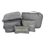 Set Organizador De Bolsas Para Ropa Ideal Para Viaje Maleta Color Gris