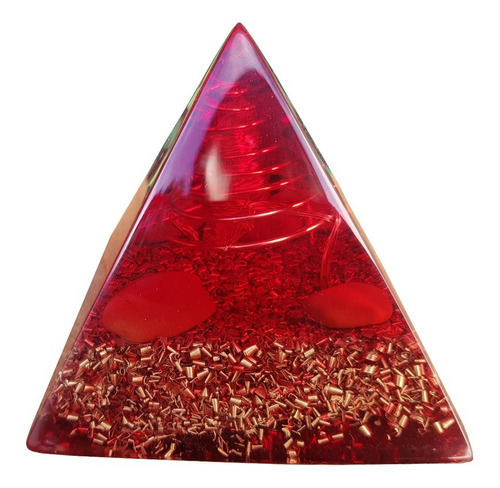 Pirâmide De Orgonite Média Com Jaspe Vermelha