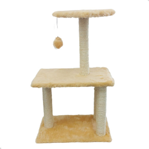 Arranhador Para Gatos 3 Bases Com Bolinha Ld Pet Cor Bege