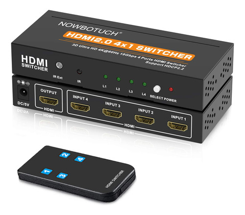 Nowbotuch 4 K60hz 4x1 Hdmi 2.0 Interruptor Selector Hdmi 4 P