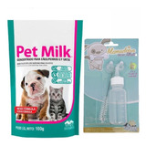 Leite Gatos Cães Filhote Pet Milk 100g + Kit Mamadeira 50ml