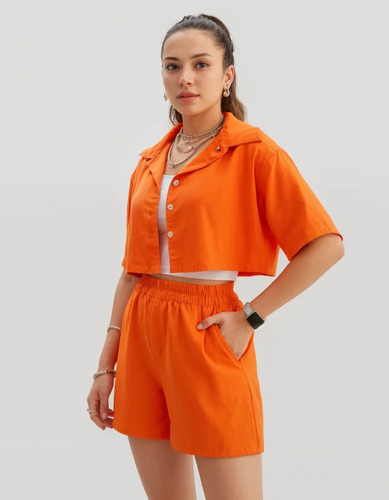 Conjunto Casual Short Y Camisa Corta Dama