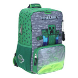 Mochila Minecraft Con Slime Chenson Original Para Primaria Y Secundaria Grande Reforzada Zeep Mc65628-g Color Verde