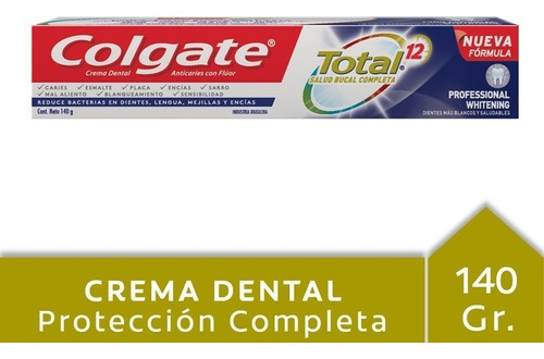 Crema Dental Colgate Total 12 Professional Whitening 140g