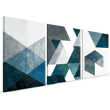 Quadro Mosaico Abstratos 120x60 Azul E Neutro Parede Sala