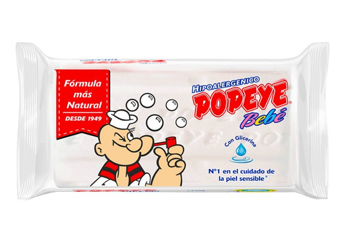 Jabón Popeye En Barra Bebé Hipoalergénico 170g Pack X3