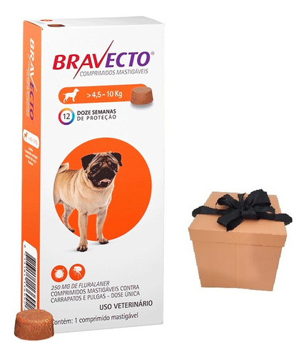 Antipulgas Bravecto Original 4 A 10 Kg + Brinde Surpresa