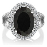 Anillo Plata 925 Ónix Negro Mujer 6.44 Cttw