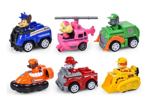 Paw Patrol Patrulla Canina Set X6 Vehículos Friccion Muñecos