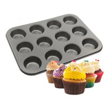 Forma Antiaderente Metal 12 Cavidades Cupcake Muffin Bolo