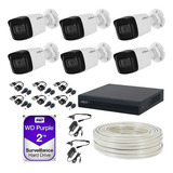 Kit Video Vigilancia 6 Cámaras 5 Mp Dahua Cctv 2 Tb Baluns