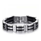 Pulsera Acero Inoxidable Y Silicona Hombre Moda 