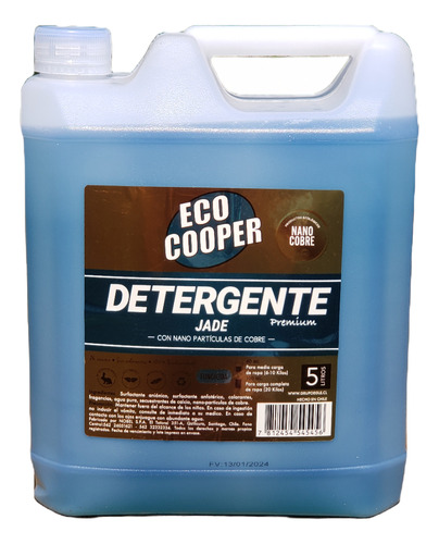 Detergente Premium Jade Con  Nanopartículas De Cobre 5lt