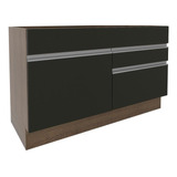 Balcão Gabinete Pia Madesa Glamy 120 Cm 1 Porta 2 Gavetas Rp Cor Rustic/preto G241237kgl