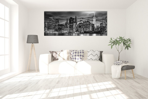 Cuadro Canvas New York Moderno Blanco Negro 40x120cm