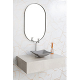 Espelho Oval C/ Moldura Banheiro Quarto Sala 80x50cm Cores Moldura Cinza