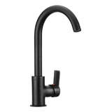 Mx Grifería Canilla Cocina Monocomando Mesada Pico Cisne Negra Acabado Mate Color Negro