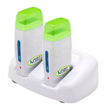 Base Dupla C/ 2 Aquecedores De Cera Rollon Branca Com Verde 110v/220v