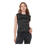 Sweater Mujer Vest Lurex Negro Corona