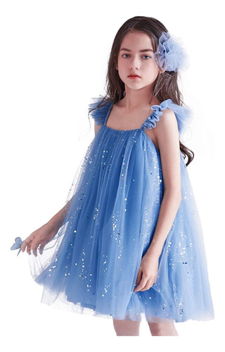 Vestido Princesa Tul Para Niña Con Flores, Ropa Casual