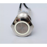 Botão Pulso Start 12v 24v Inox 16mm Led Branco C/ Conector