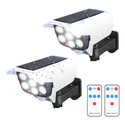 Goodea® 2 Lámpara Solar De Pared Control Remoto Cámara Falsa 3200mah Estructura Blanco focos solares exterior, lampara led solar, lampara solar exterior, foco solar, led solar, lampara led exterior | MercadoLibre