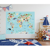 Vinilo Decorativo Mural Infantil  Mapa Animales Grande!!