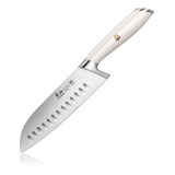 Cuchillo Santoku De Acero Forjado Alemán 7 Pulgadas. Blanco.