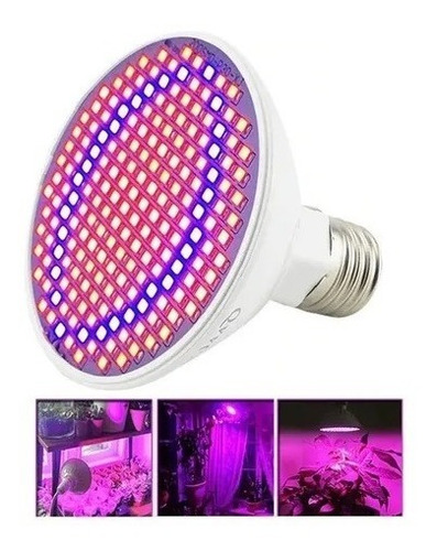 Ampolleta E27 Grow 200 Led Full Spectrum Cultivo Indoor