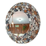 Espejo Circular Vetas Cafe De Onix 69 Cm Diam. Con Luz