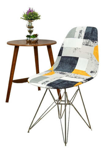 Kit 4 Capa Cadeira Eiffel Eames Quarto Mármore Cinza Oferta