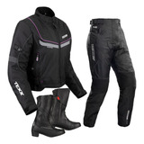 Conjunto Jaqueta Bota Calça Feminina Strike V2 Texx Touring