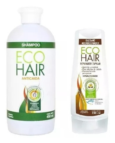 Eco Hair Shampoo 450ml + Acond Crecimento Anticaida Ecohair 