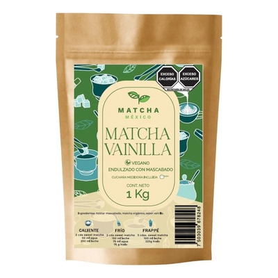 Matcha Con Vainilla 1 Kg Endulzado Con Azúcar Mascabado | Envío gratis