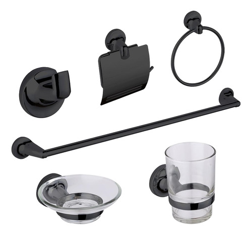 Juego De Accesorios De Baño Negro 6 Pzas Maxims 45006